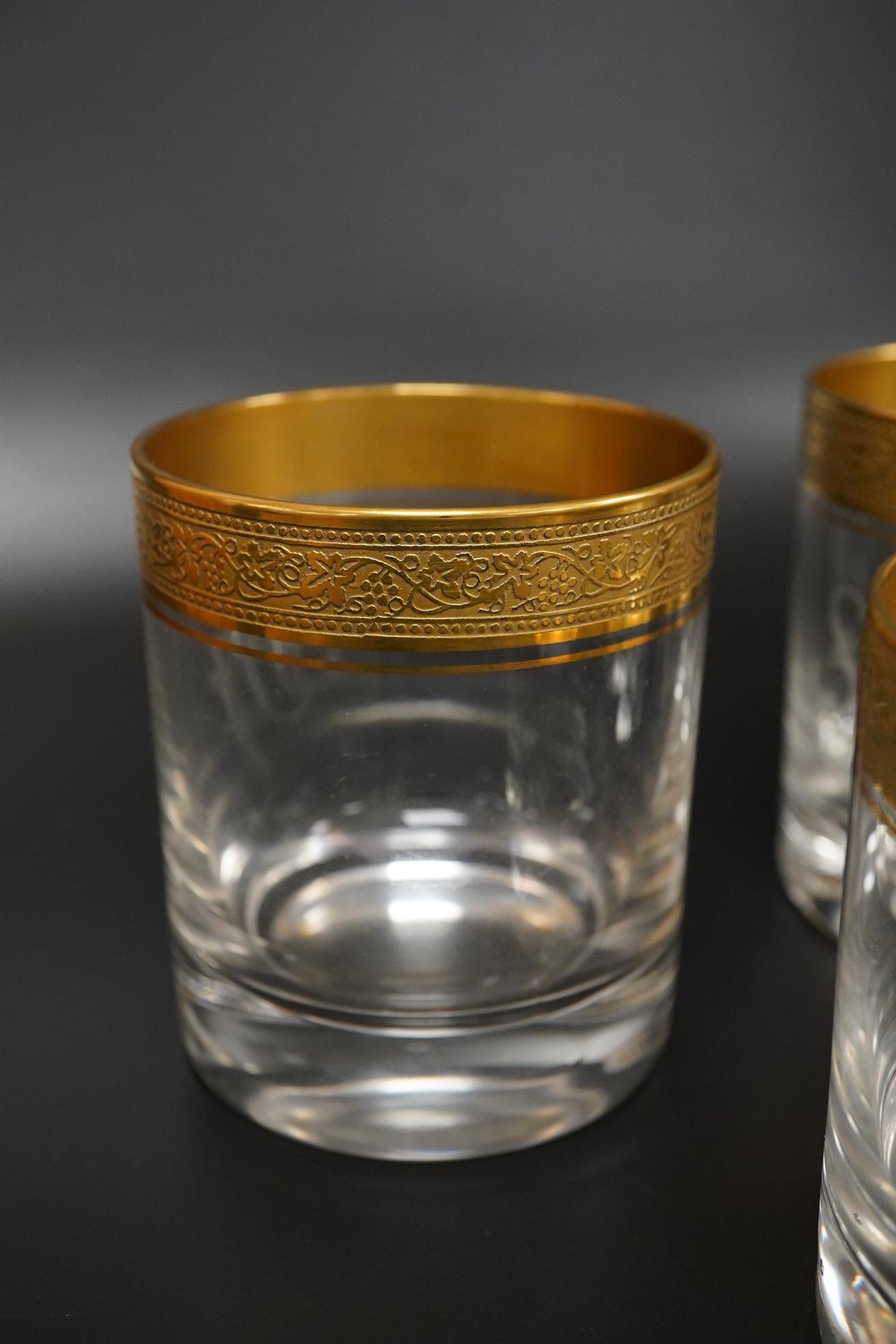 Six Theresienthal, West German gilded glass tumblers, 8.5cm high